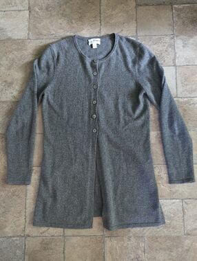 Charter Club Gray Longline Button-Front Cardigan